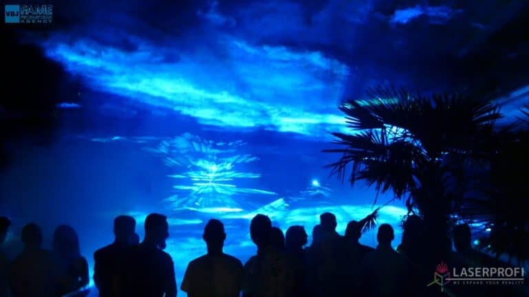 Pokaz laserów na weselu grudziądz plaża efek przestrzenny niebieski